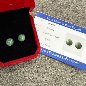 Natural Jade Green Stud Earrings